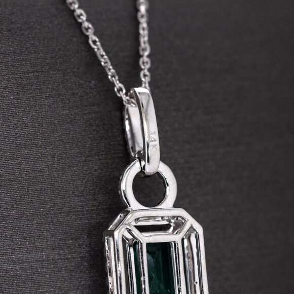 1.2cts Zambian Emerald Pendant in Solid 14K Gold with Natural Diamonds - Picture 8 of 8